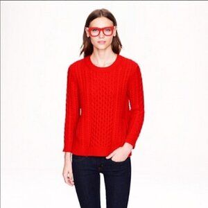 J. Crew Wool Red Cable Knit Fisherman’s Sweater XS